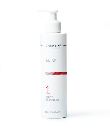 Christina Muse Milky Cleanser 1 pump bottle, white gentle facial cleanser for daily makeup removal